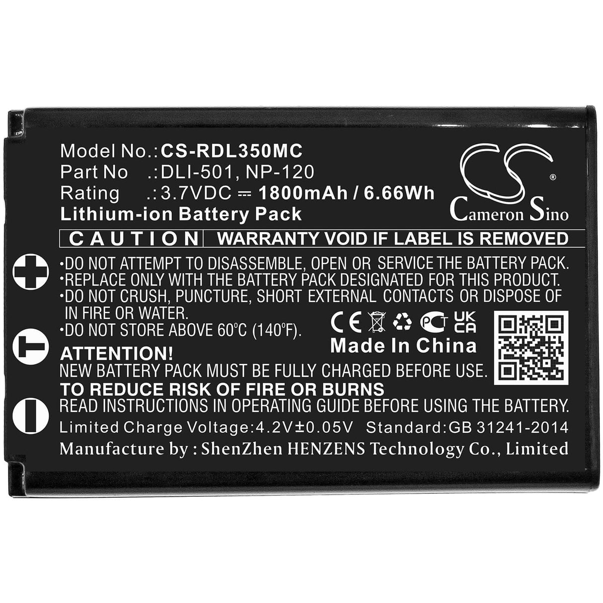 3.7v, 1800mah, Li-ion Battery Fit's Praktica, 18-z36c, 20-z35s, Luxmedia Z35, 6.66wh Batteries for Electronics Cameron Sino Technology Limited (Suspended)   