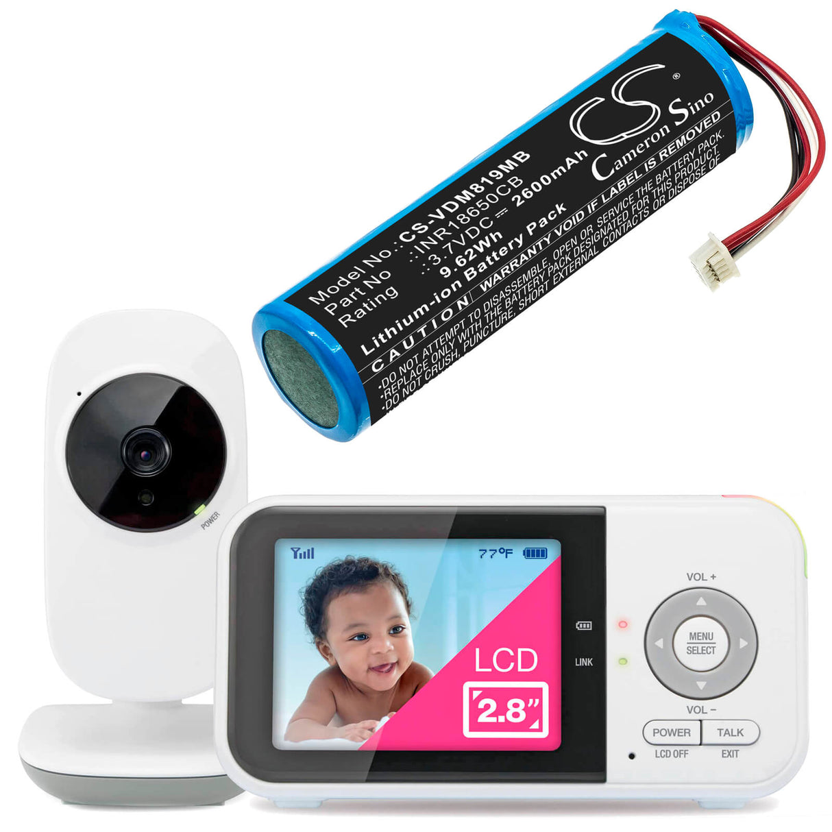 3.7v, 2600mah, Li-ion Battery Fit's Vtech, Vm819, 9.62wh BabyPhone Cameron Sino Technology Limited   