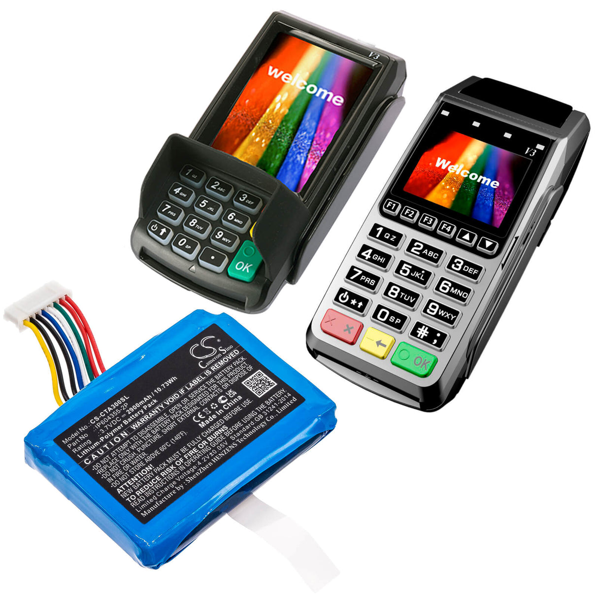 3.7v, 2900mah, Li-polymer Battery Fit's Castles, V3, Vega3000-3g, 10.73wh Payment Terminal Cameron Sino Technology Limited   