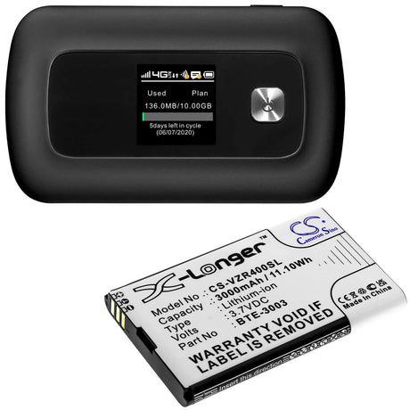 3.7v, 3000mah, Li-ion Battery Fit's Verizon, Orb400lb, Rc400l, 11.10wh Hotspot Cameron Sino Technology Limited   