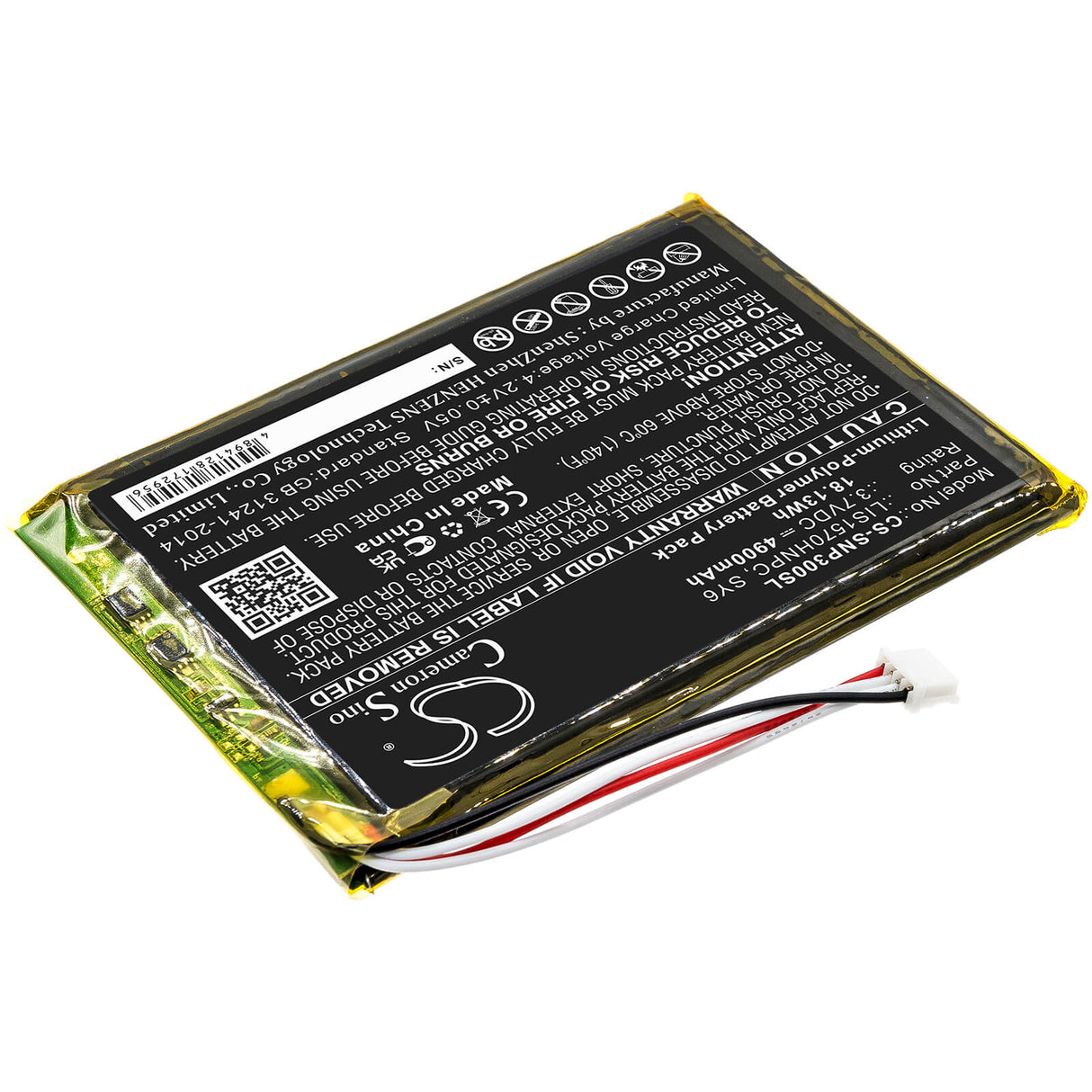 3.7v, 4900mah, Li-polymer Amplifier Battery Fit's Sony, Pha-3, 18.13wh Amplifier Cameron Sino Technology Limited   