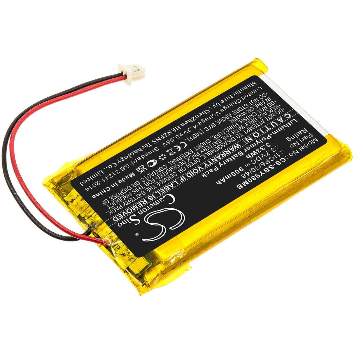 3.7v, 900mah, Li-polymer Battery Fit's Sanitas, Sby 98, 3.33wh BabyPhone Cameron Sino Technology Limited   