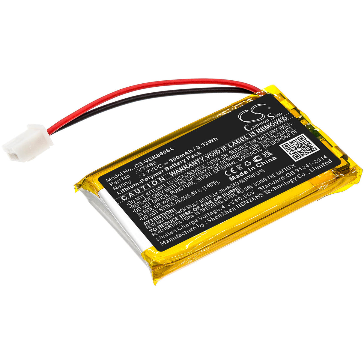 3.7v, 900mah, Li-polymer Battery Fit's Velocitek, Shift, 3.33wh GPS, Navigator Cameron Sino Technology Limited   