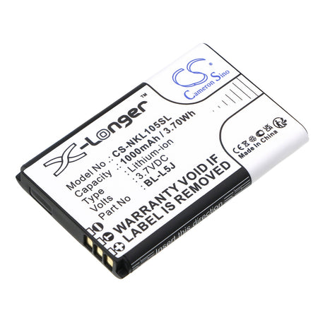 3.7V, Li-ion, 1000mAh, Battery fits Nokia, 105 2023, 3.70Wh  Cameron Sino Technology Limited   