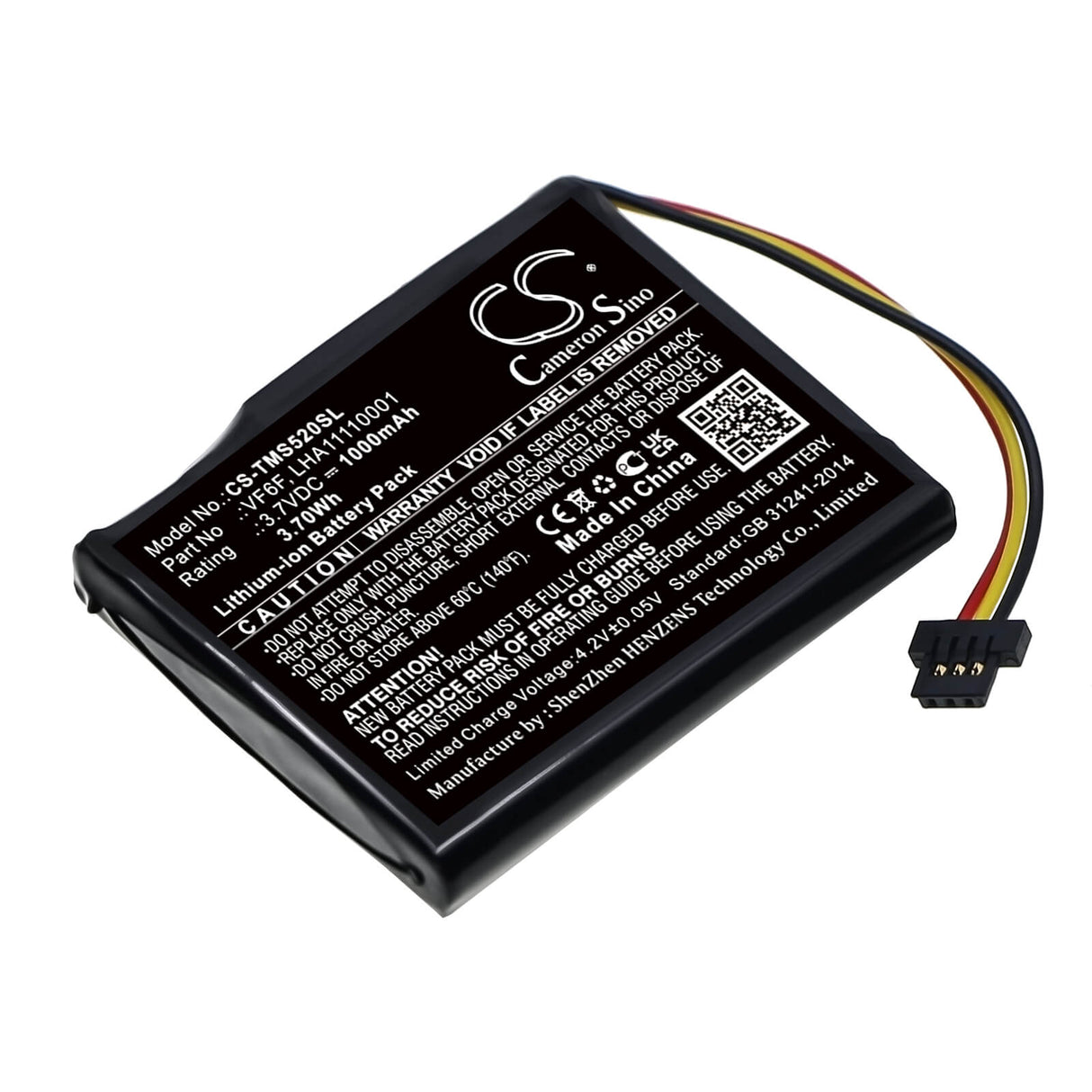 3.7v, Li-ion, 1000mah, Battery Fits Tomtom, Start 52, 3.70wh GPS, Navigator Cameron Sino Technology Limited   