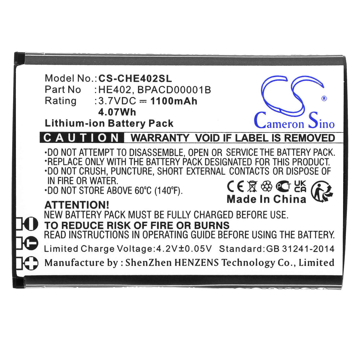 3.7v, Li-ion, 1100mah, Battery Fits Nokia, 5710, 5710 Xa Ds, 4.07wh Batteries for Electronics Cameron Sino Technology Limited   