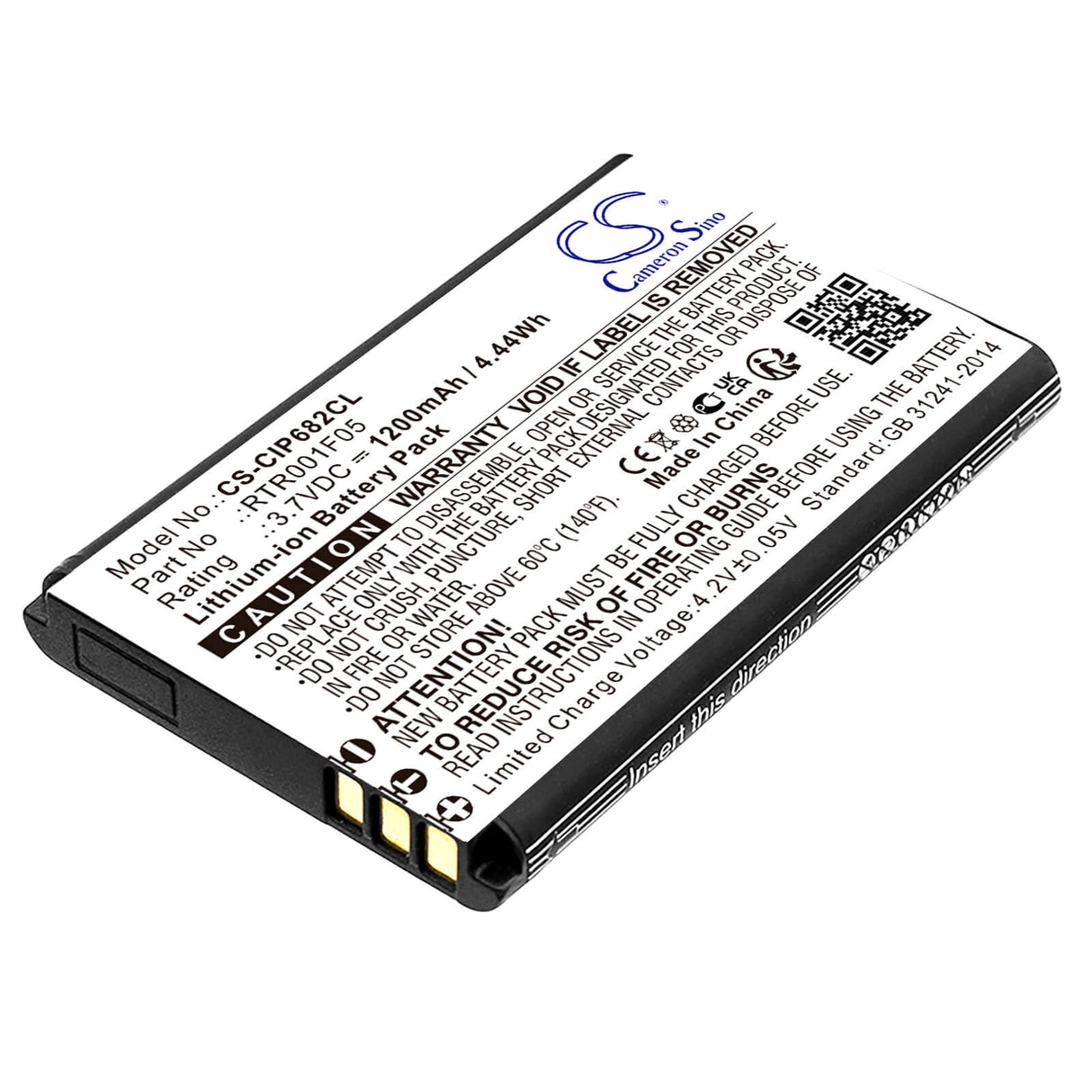 3.7v, Li-ion, 1200mah, Battery Fits Cisco, Cp6825-3pc-k9, Ip Dect 6800, 4.44wh Cordless Phone Cameron Sino Technology Limited (Cordless Phone)   