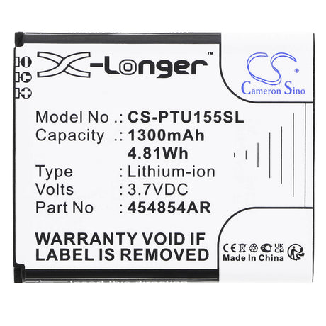 3.7v, Li-ion, 1300mah , Battery Fits Panasonic Kx-tu150, Kx-tu150exr, Kx-tu155, 4.81wh Mobile, SmartPhone Cameron Sino Technology Limited   