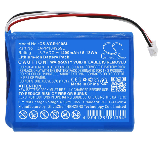 3.7v, Li-ion, 1400mah, Amplifier Battery Fits Venturecraft Valoq, 5.18wh Amplifier Cameron Sino Technology Limited   