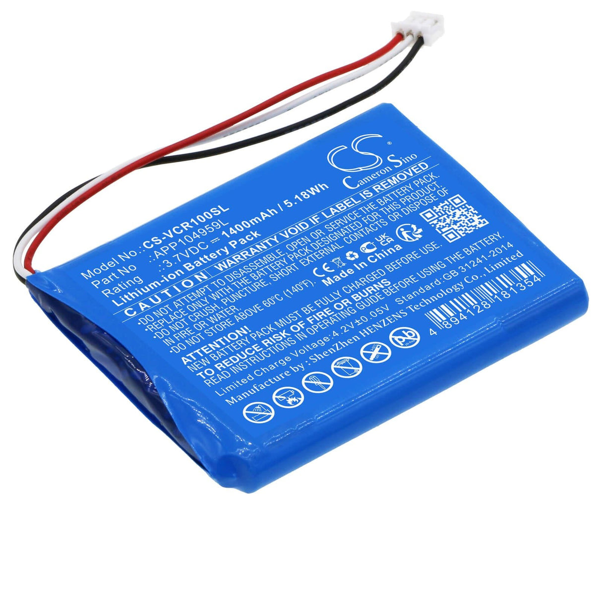 3.7v, Li-ion, 1400mah, Battery Fits Venturecraft Valoq, 5.18wh Amplifier Cameron Sino Technology Limited   