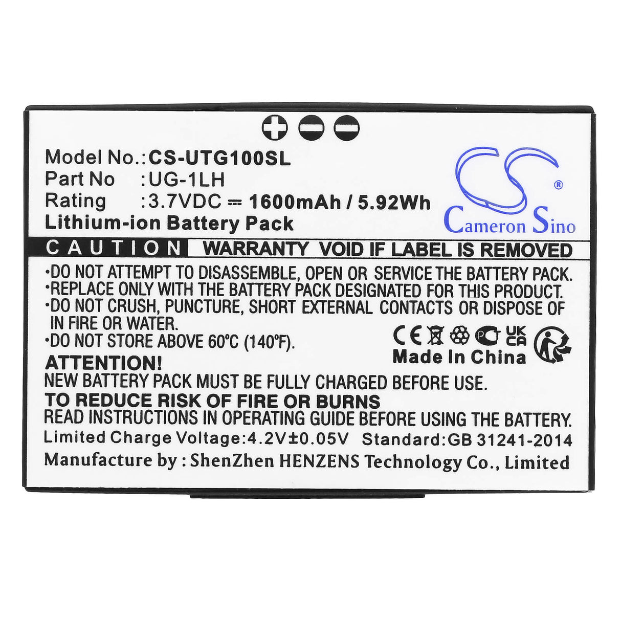 3.7v, Li-ion, 1600mah, Battery Fits Unistrong, G1, G110, 5.92wh Equipment, Survey, Test Cameron Sino Technology Limited   