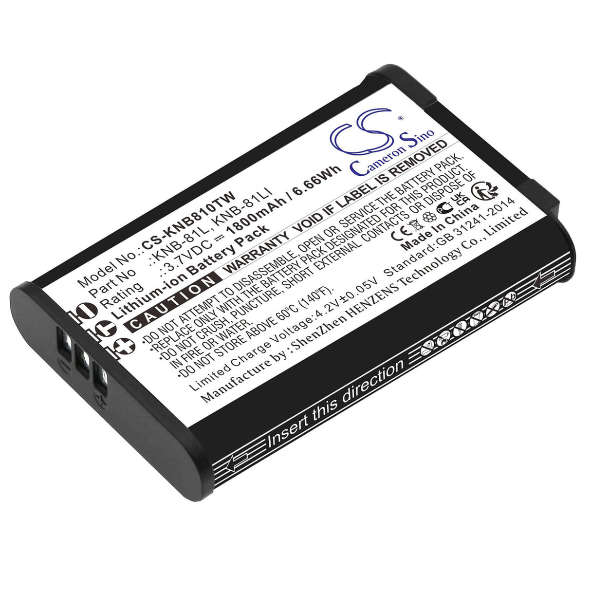 3.7v, Li-ion, 1800mah, Battery Fits Kenwood Nx-p500, Tk-3601d, 6.66wh Two-Way Radio Cameron Sino Technology Limited   