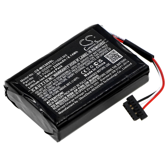 3.7v, Li-ion, 2200mah, Battery Fits Magellan Cyclo 500 Hc, Cyclo 505 Hc, 8.14wh Dashcam Cameron Sino Technology Limited   