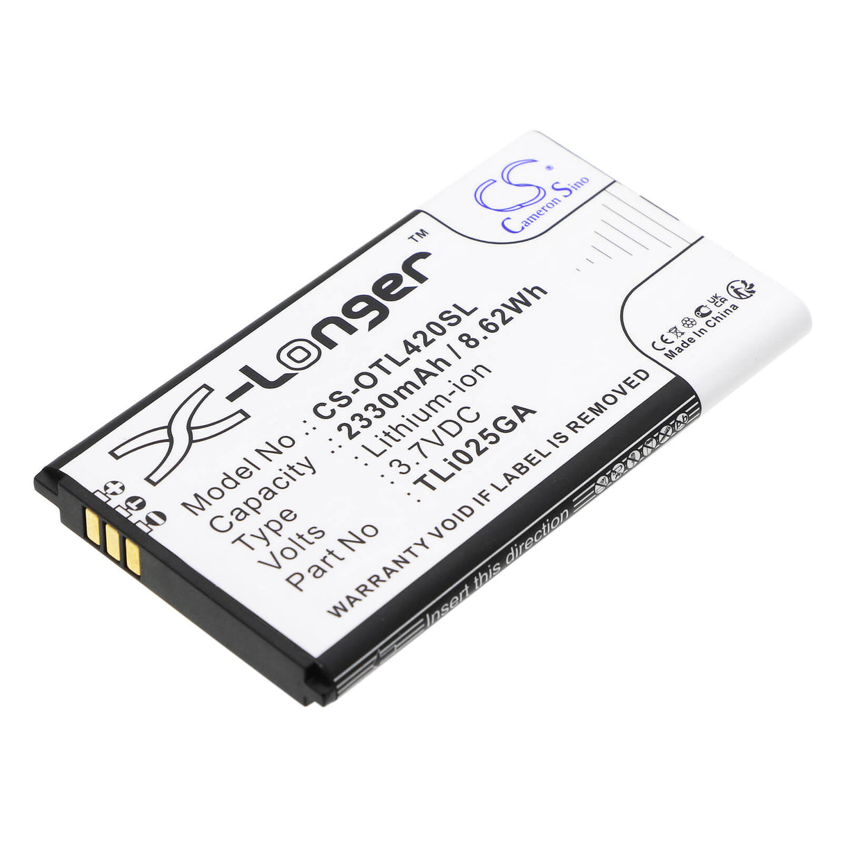 3.7v, Li-ion, 2500mah, Battery Fits Alcatel, Link Zone, Mw42lm, 9.25wh Hotspot Cameron Sino Technology Limited   