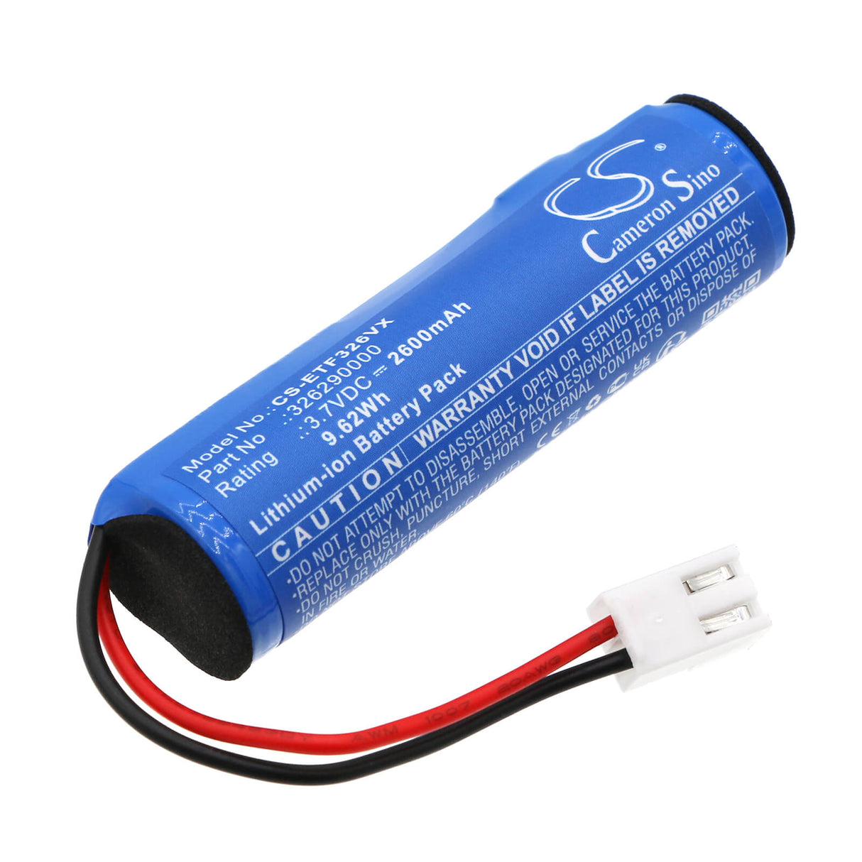 3.7V, Li-ion, 2600mAh, Battery fits Eta, 3262 Finestro, 9.62Wh Vacuum Cameron Sino Technology Limited   