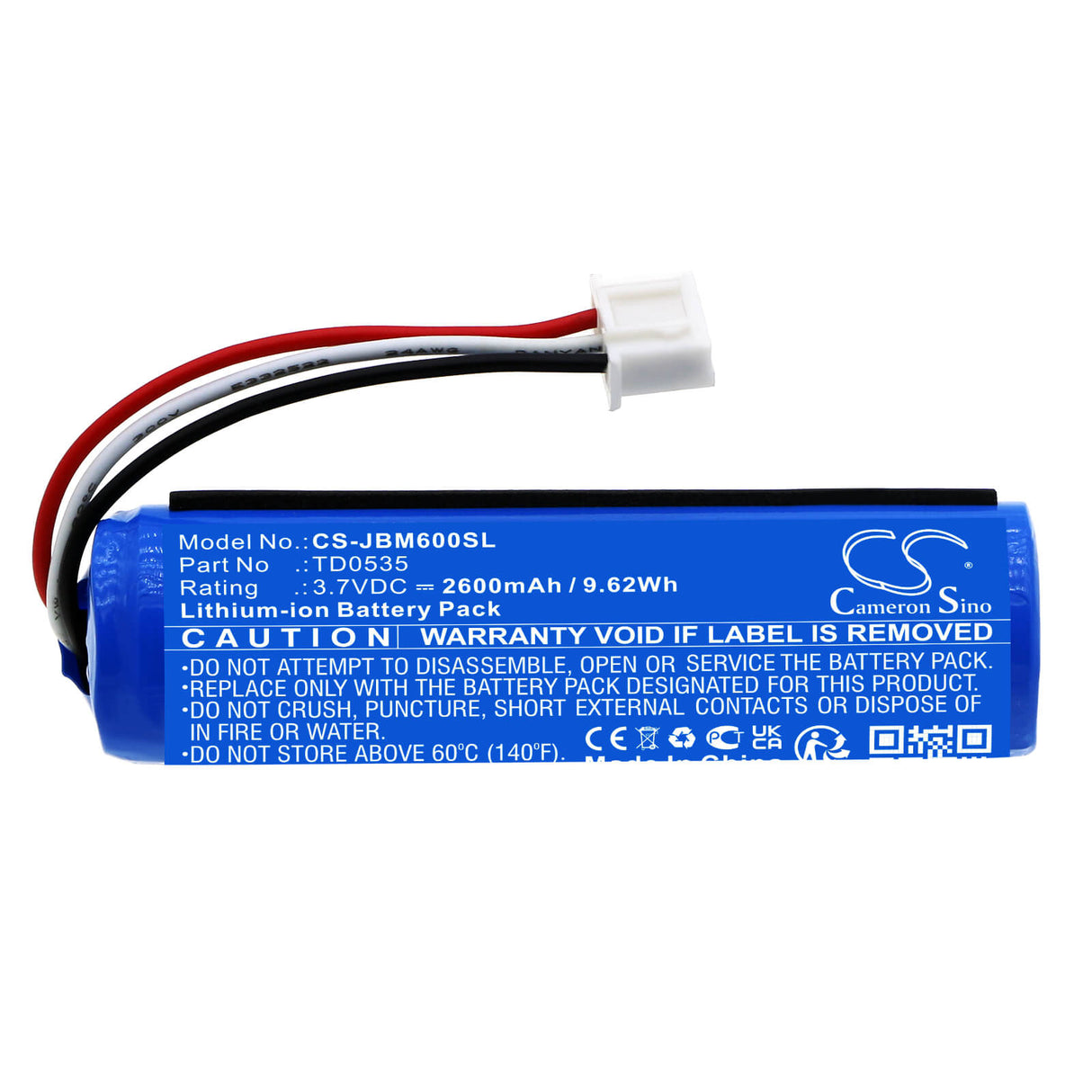 3.7v, Li-ion, 2600mah, Battery Fits Jbl, Kmc 600, 9.62wh Microphone Cameron Sino Technology Limited   