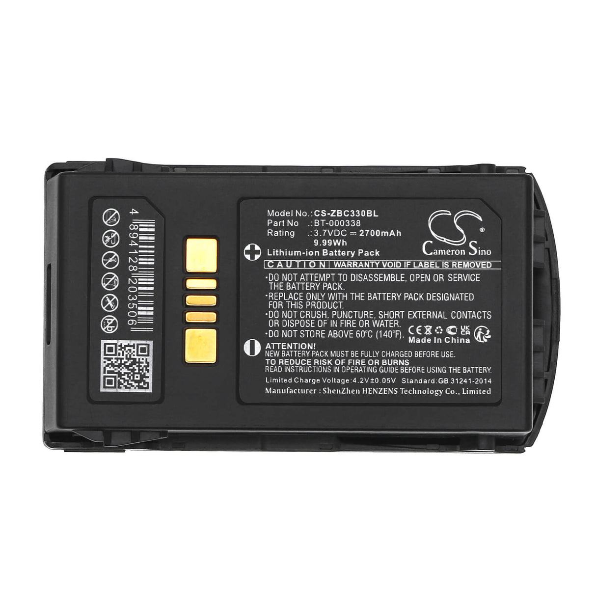 3.7v, Li-ion, 2700mah, Barcode scanner battery Fits Zebra Mc33, Mc330, 9.99wh Barcode Scanner Cameron Sino Technology Limited   