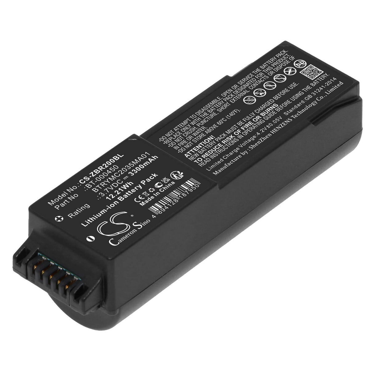 3.7v, Li-ion, 3300mah, Battery Fits Zebra, Mc20, 12.21wh Barcode Scanner Cameron Sino Technology Limited   