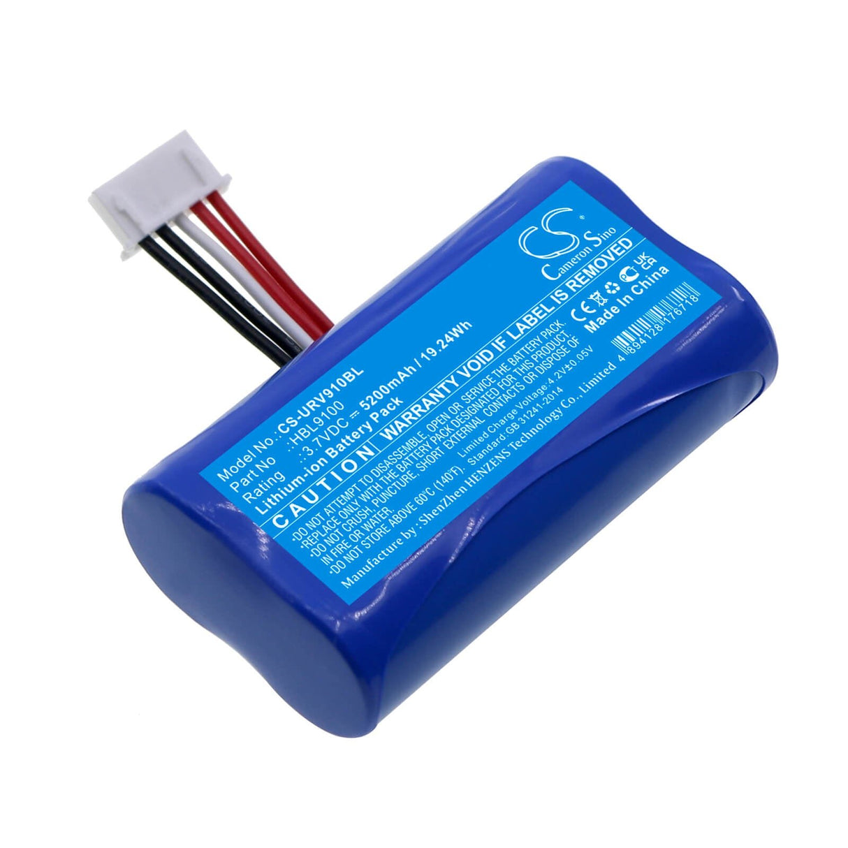 3.7v, Li-ion, 5200mah, Battery Fits Urovo, I9100, 19.24wh Barcode Scanner Cameron Sino Technology Limited   