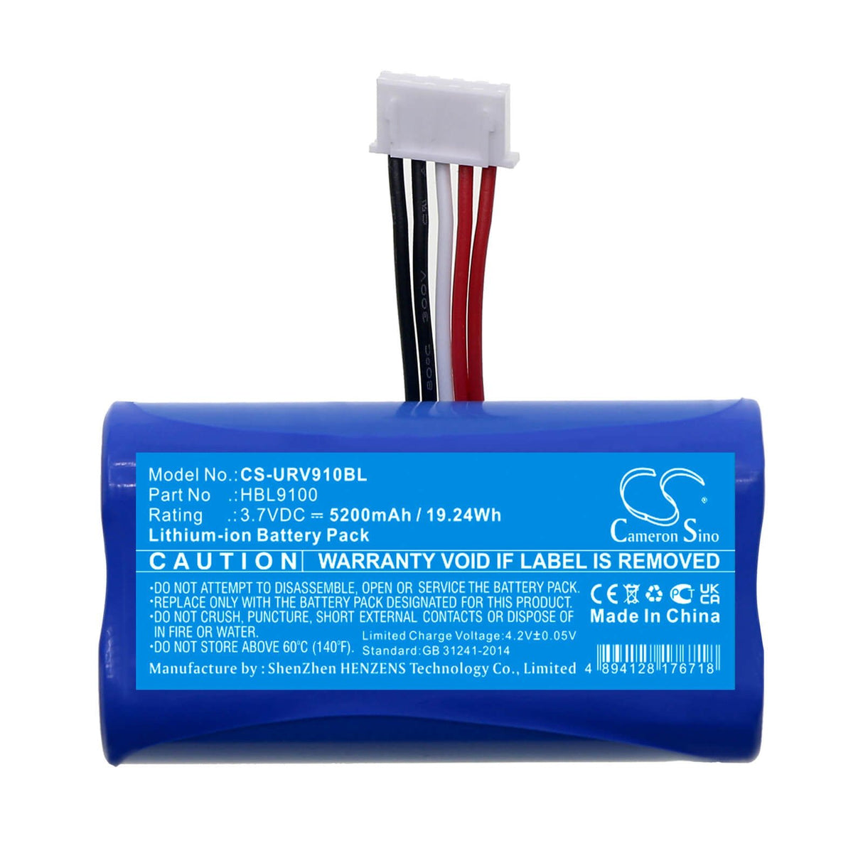 3.7v, Li-ion, 5200mah, Battery Fits Urovo, I9100, 19.24wh Barcode Scanner Cameron Sino Technology Limited   