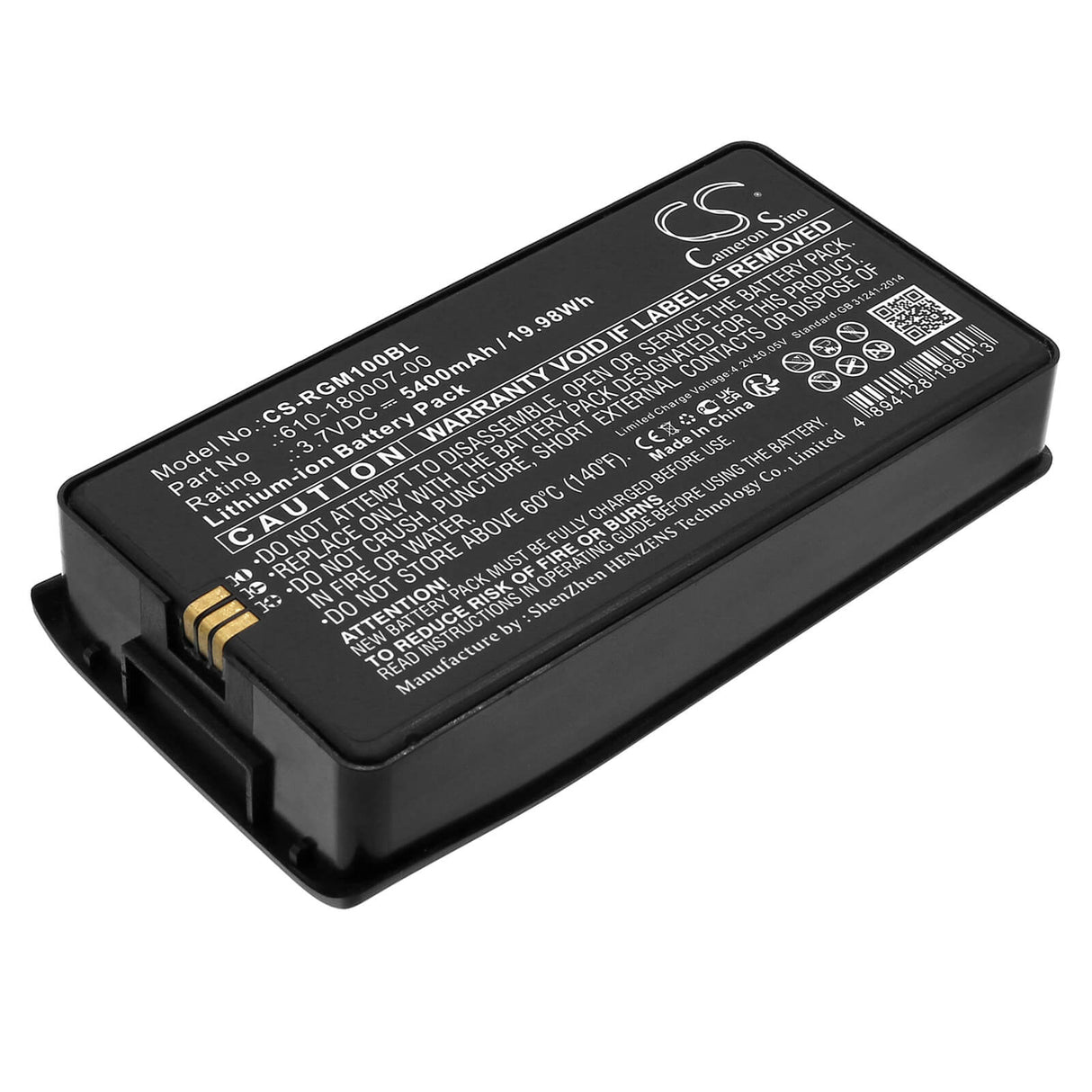 3.7v, Li-ion, 5400mah, Battery Fits Rgis, 610-190040, Rm-1, 19.98wh Barcode Scanner Cameron Sino Technology Limited   