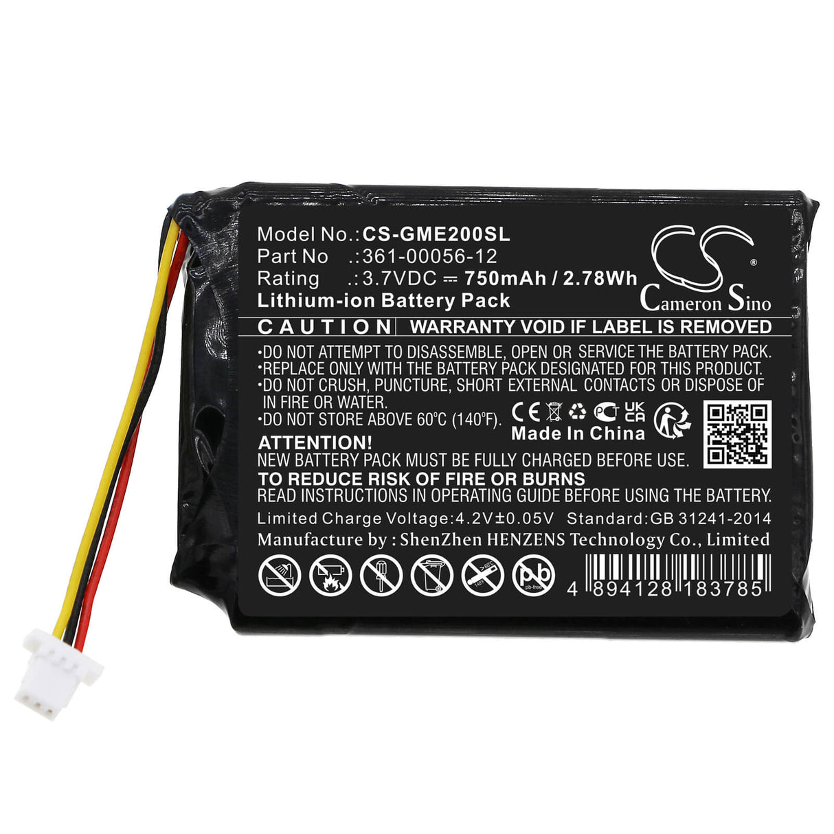 3.7v, Li-ion, 750mah, Battery Fits Garmin, Dezl Otr700, Edge Explore 2, 2.78wh GPS, Navigator Cameron Sino Technology Limited   