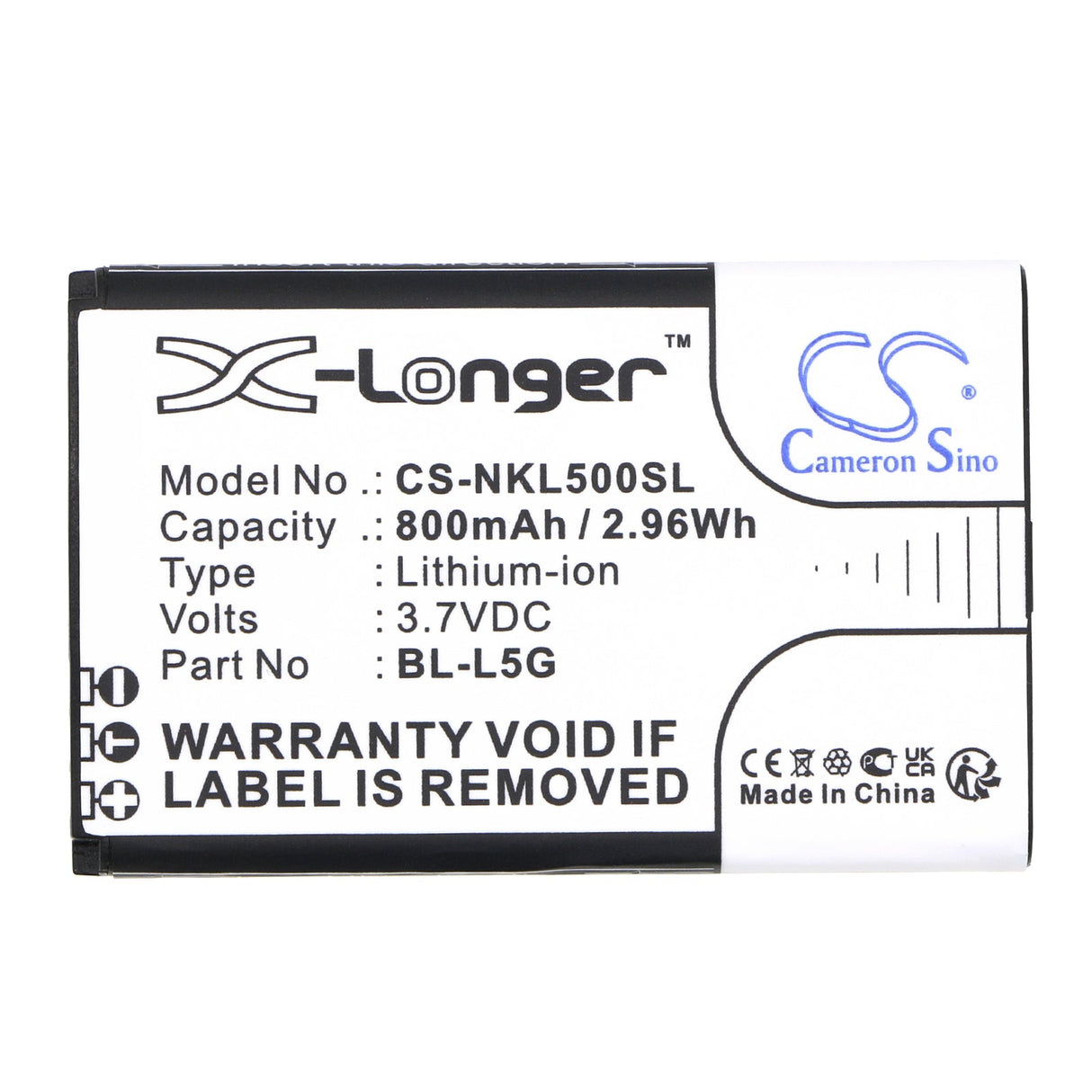 3.7V, Li-ion, 800mAh, Battery fits Nokia, 105 4g (2021), 2.96Wh  Cameron Sino Technology Limited   