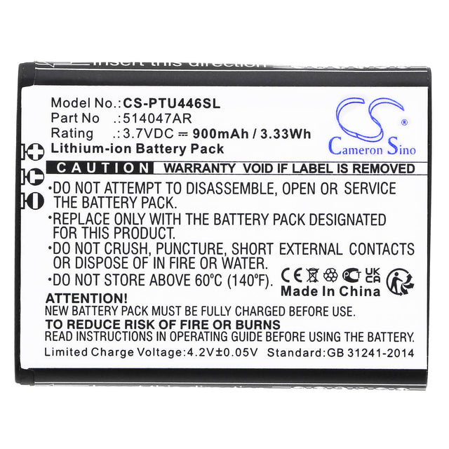 3.7v, Li-ion, 900mah , Battery Fits Panasonic Kx-tu446, Kx-tu446/4, Kx-tu456, 3.33wh Mobile, SmartPhone Cameron Sino Technology Limited   