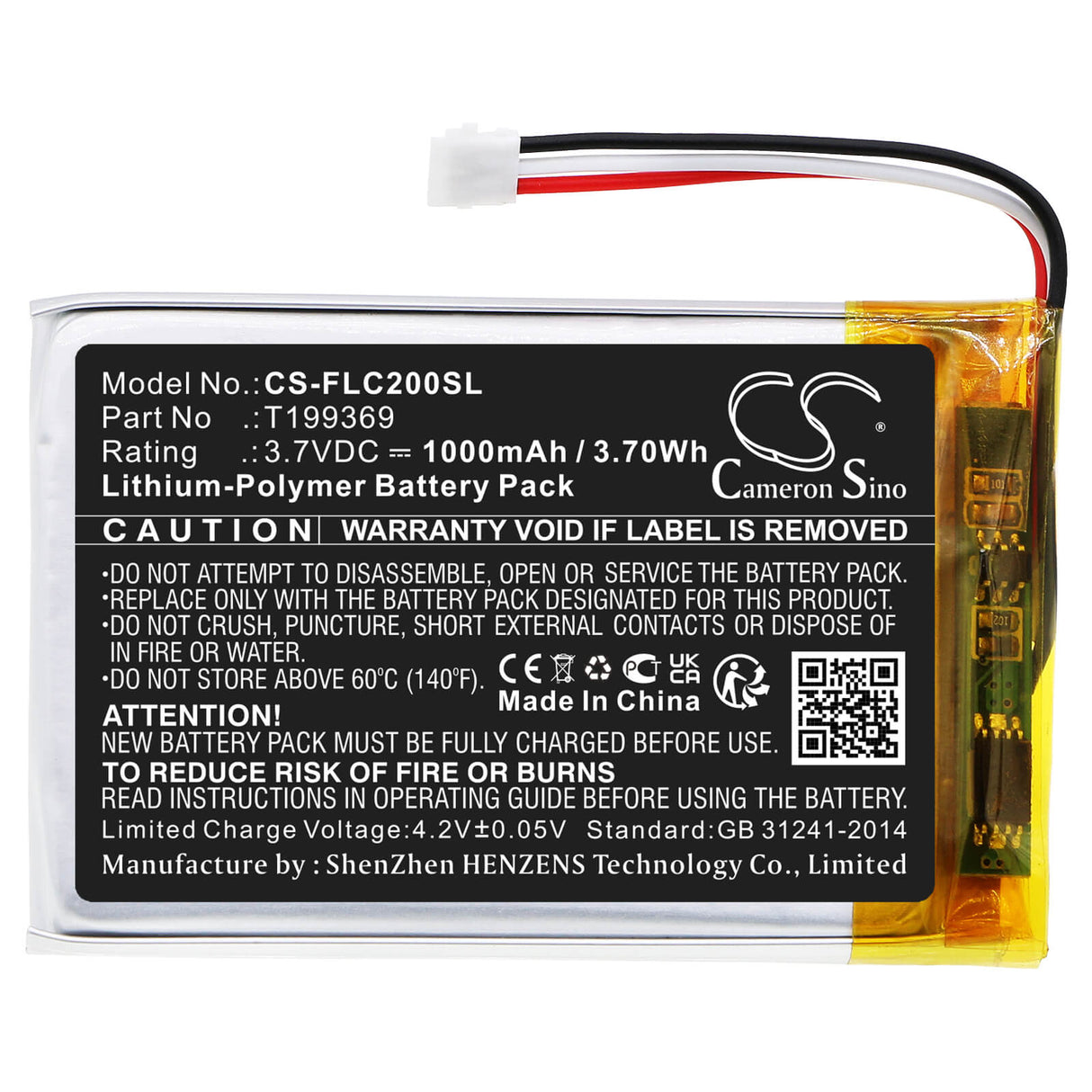 3.7v, Li-polymer, 1000mah, Battery Fits Flir, C2, C3, 3.70wh Thermal Camera Cameron Sino Technology Limited   