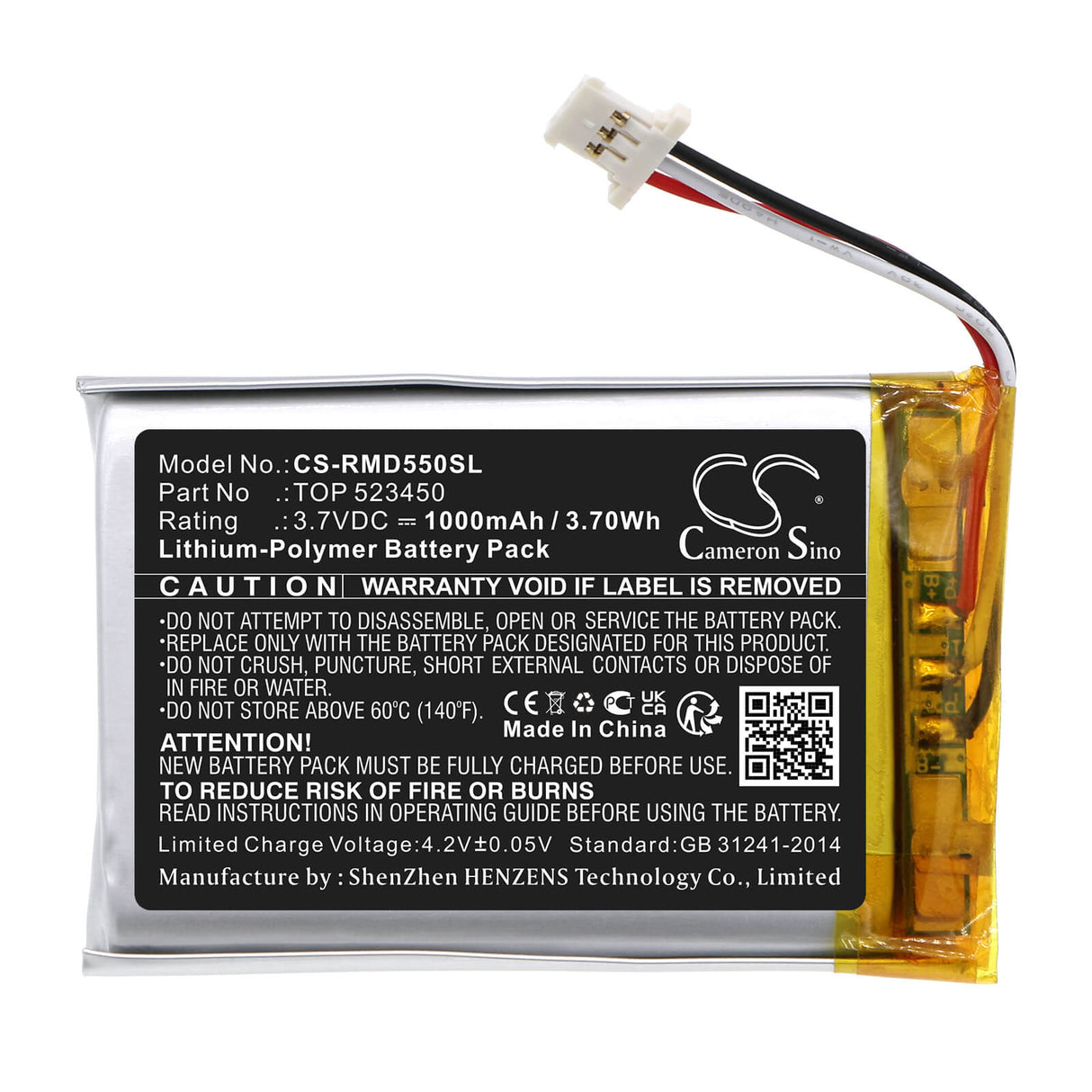 3.7v, Li-polymer, 1000mah, Battery Fits Rand Mcnally, Tnd-540, Tnd-550, 3.70wh GPS, Navigator Cameron Sino Technology Limited   