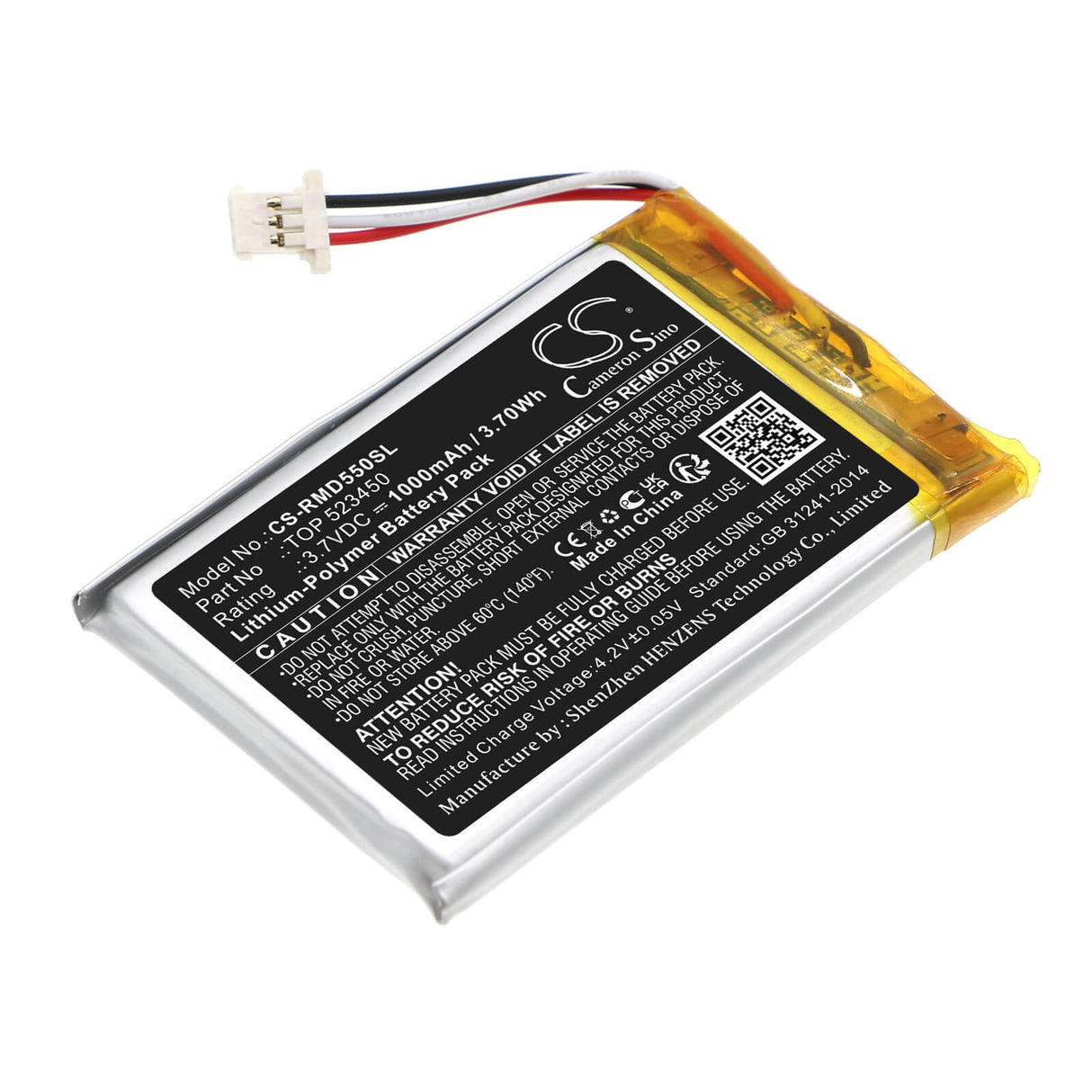 3.7v, Li-polymer, 1000mah, Battery Fits Rand Mcnally, Tnd-540, Tnd-550, 3.70wh GPS, Navigator Cameron Sino Technology Limited   