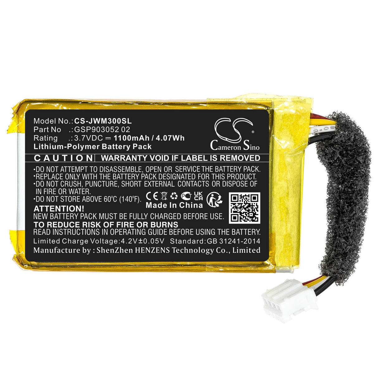 3.7v, Li-polymer, 1100mah , Battery Fits Jbl Wind 3, Wind 3s, 4.07wh Batteries for Electronics Cameron Sino Technology Limited   