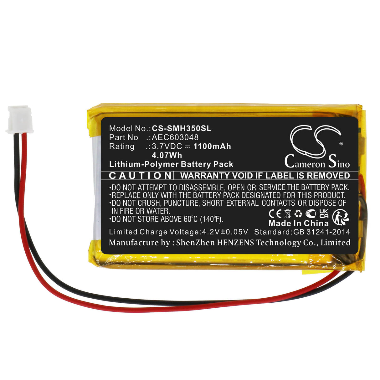 3.7v, Li-polymer, 1100mah, Battery Fits Simrad Hs35, 4.07wh Two-Way Radio Cameron Sino Technology Limited   