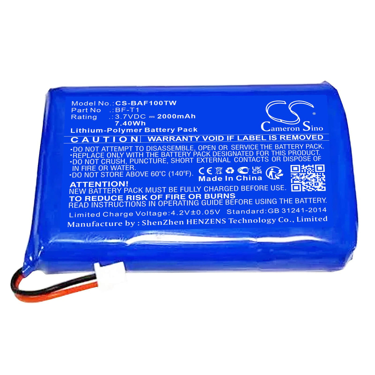 3.7v, Li-polymer, 1200mah, Battery Fits Baofeng, Bf-t1, Bf-t1 Uhf, 4.44wh Two-Way Radio Cameron Sino Technology Limited   