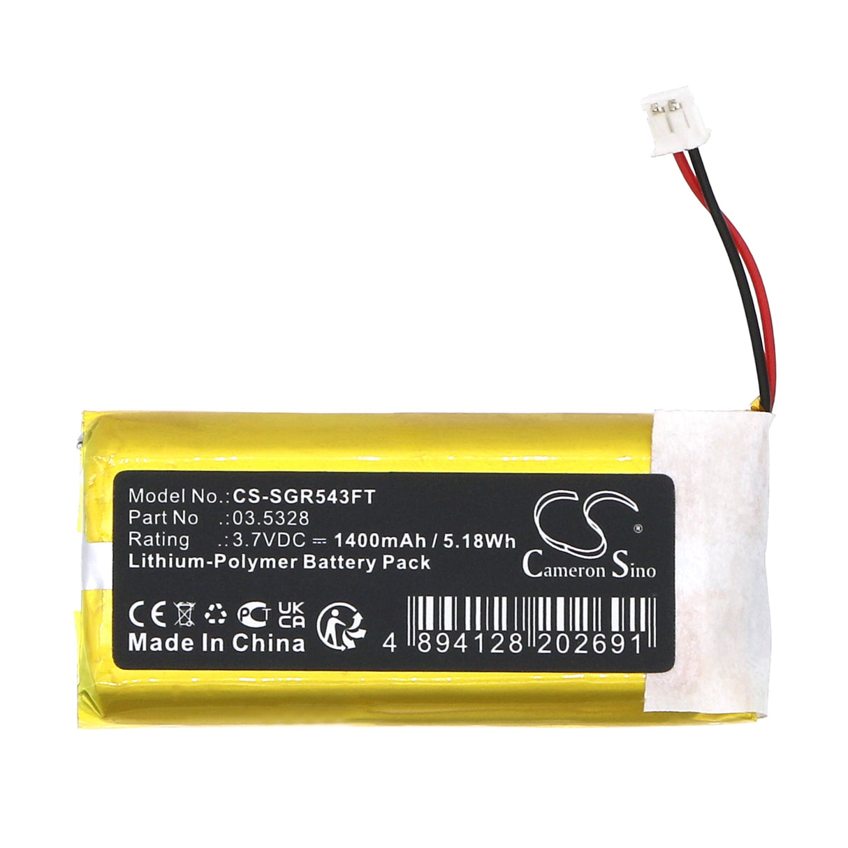 3.7v, Li-polymer, 1400mah, Flashlight battery Fits Scangrip 3.5026, 3.5412, 5.18wh Flashlight Cameron Sino Technology Limited   