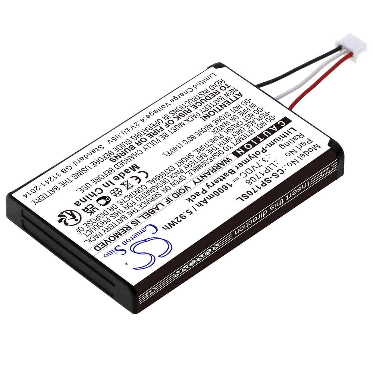 3.7v, Li-polymer, 1600mah, Battery Fits Sony Cfi-1015a, Cfi-zct1w, Ps5 Dualsense, 5.92wh Game Console Cameron Sino Technology Limited   