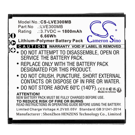 3.7v, Li-polymer, 1800mah, Baby monitor battery Fits Levana 30018pu, Astra, 6.66wh BabyPhone Cameron Sino Technology Limited   