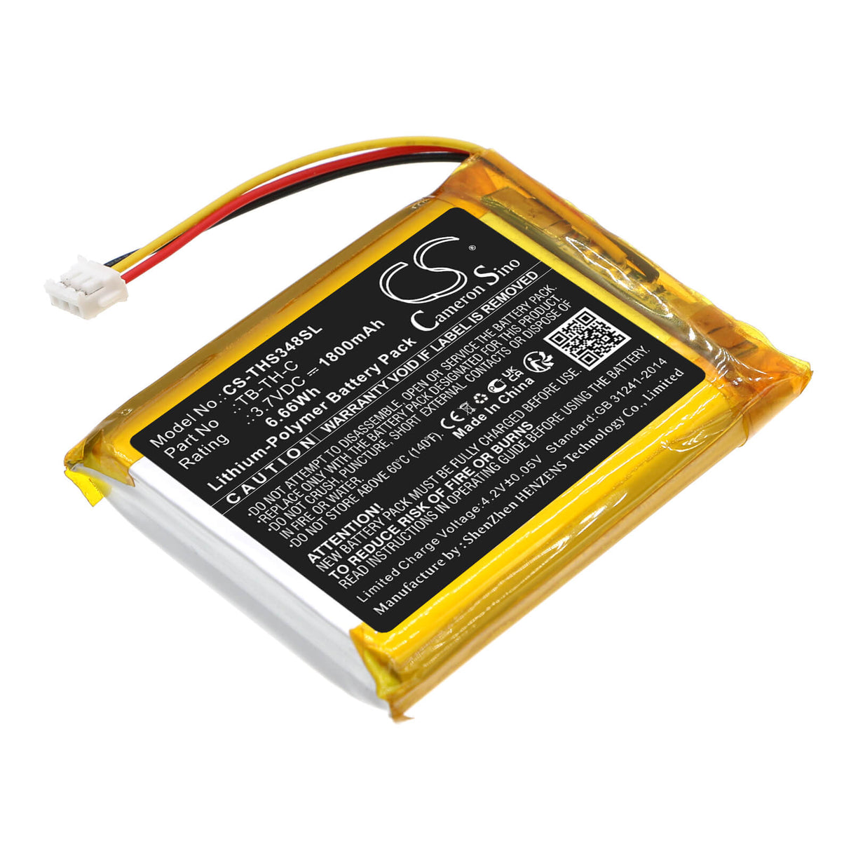 3.7v, Li-polymer, 1800mah, Battery Fits Therabody, Smart Goggles, 6.66wh Personal Care Cameron Sino Technology Limited   