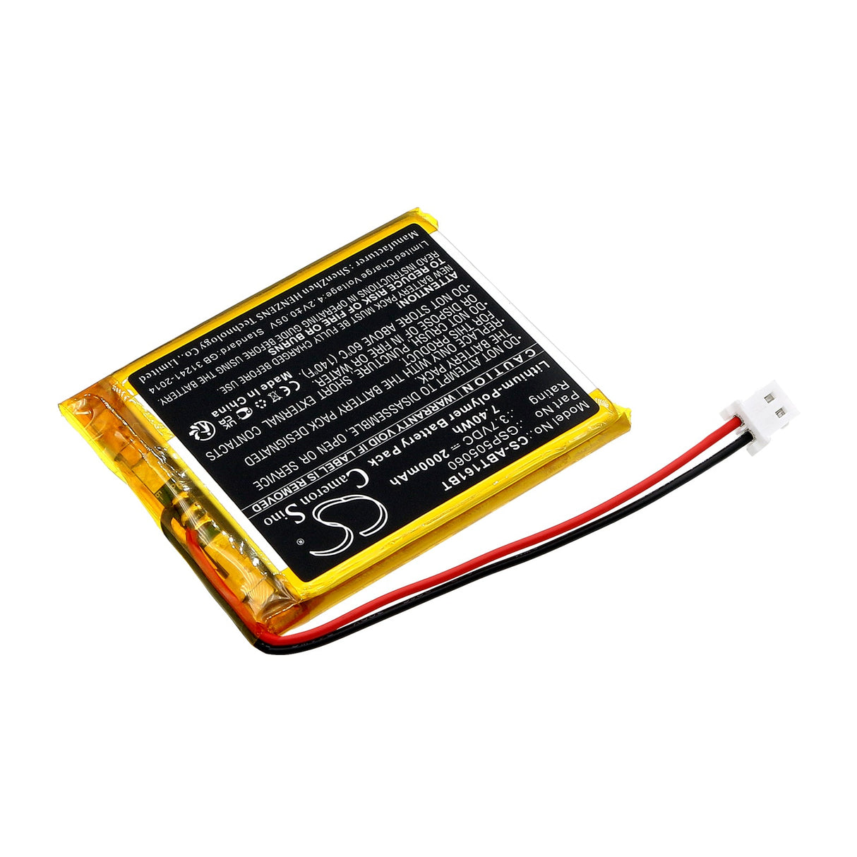 3.7v, Li-polymer, 2000mah, Alarm Battery Fits Abus Tvac16001, 7.40wh Alarm System Cameron Sino Technology Limited   