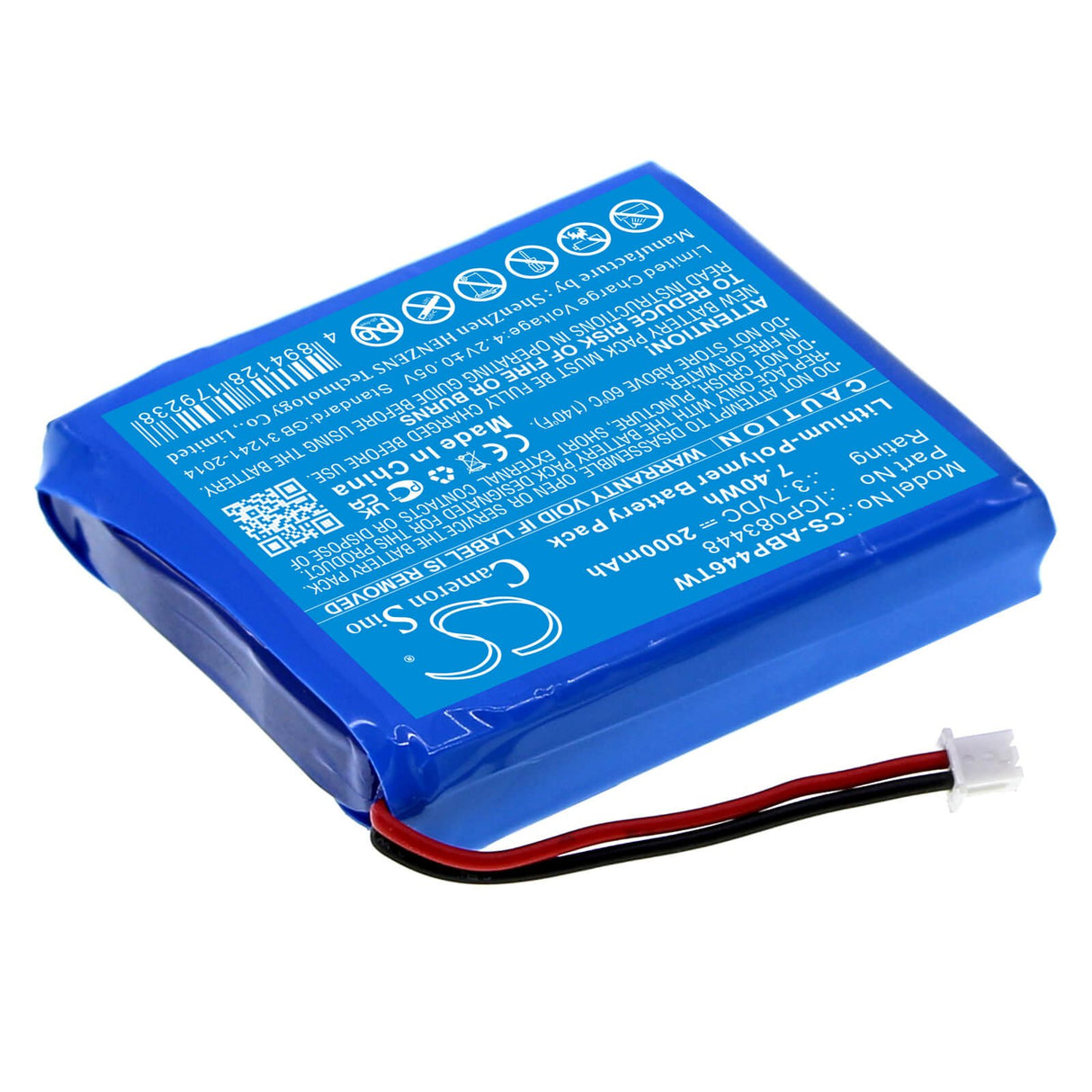 3.7v, Li-polymer, 2000mah, Battery Fits Stabo Freecomm 850, 7.40wh Two-Way Radio Cameron Sino Technology Limited   