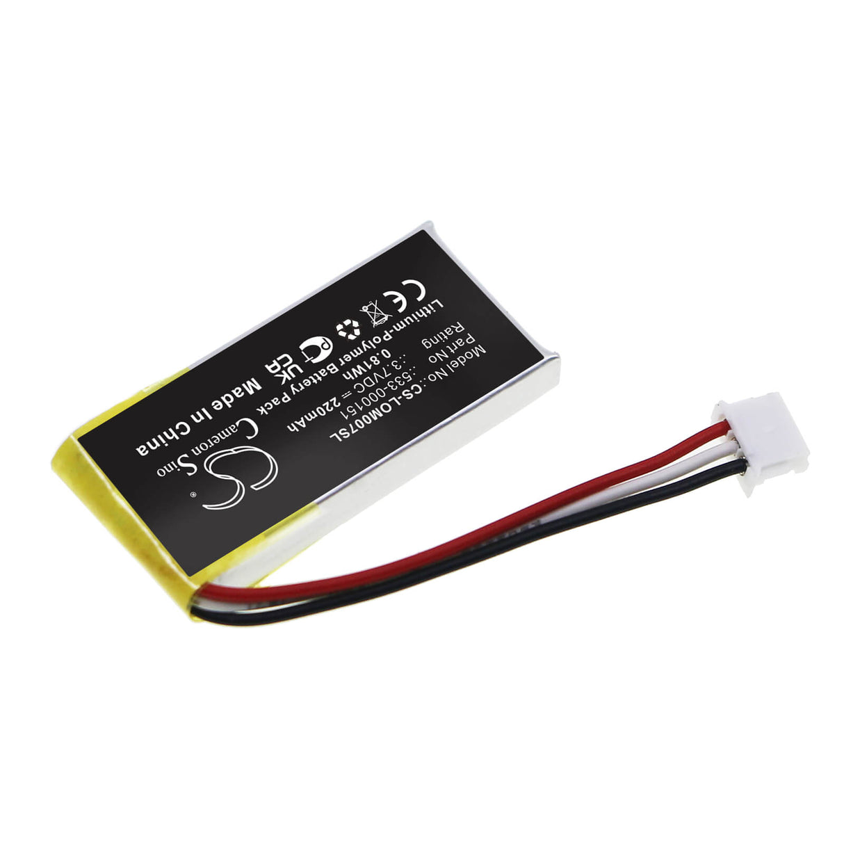 3.7v, Li-polymer, 220mah, Battery Fits Logitech, G Pro, M-r0070, 0.81wh Keyboard,Mouse Cameron Sino Technology Limited   