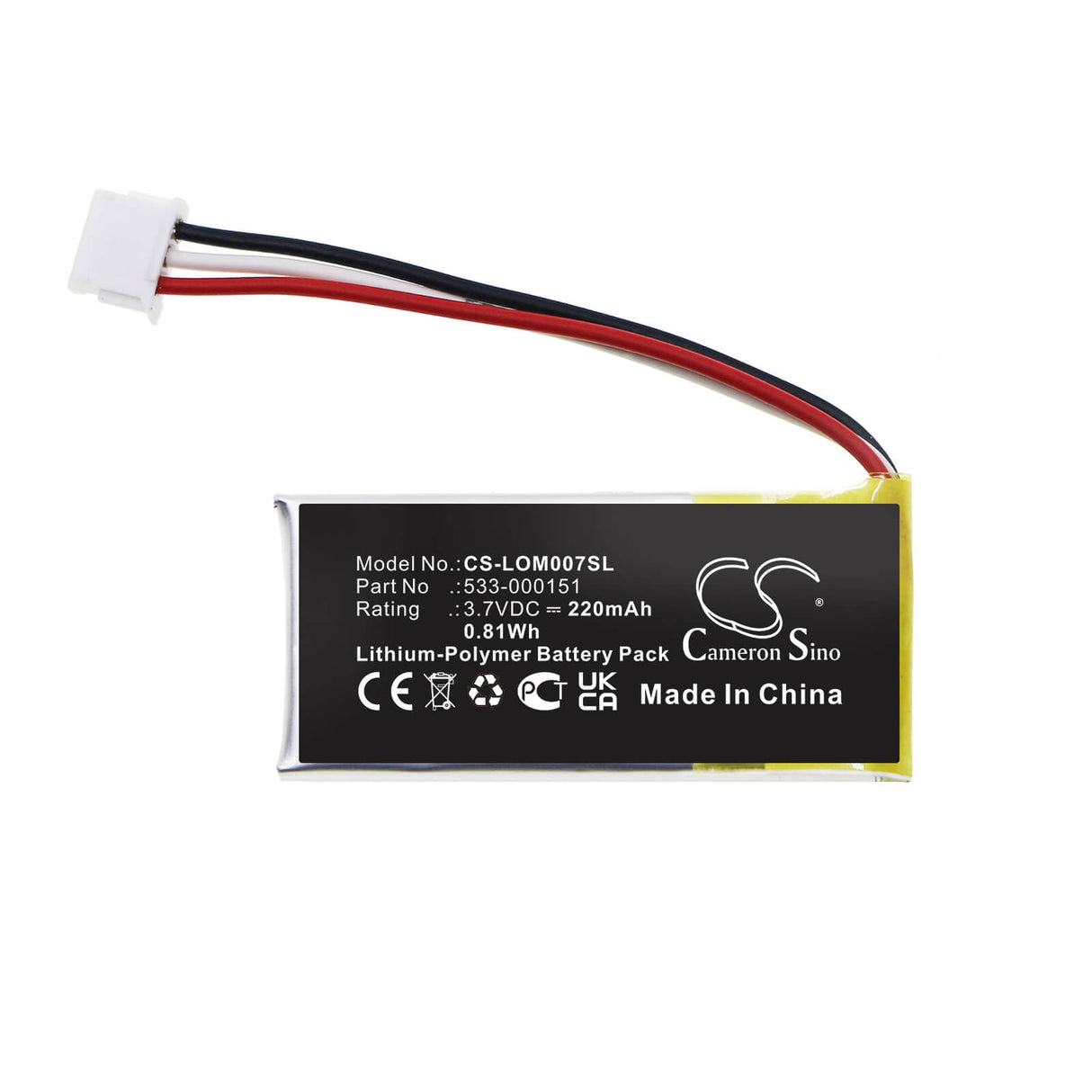 3.7v, Li-polymer, 220mah, Battery Fits Logitech, G Pro, M-r0070, 0.81wh Keyboard,Mouse Cameron Sino Technology Limited   