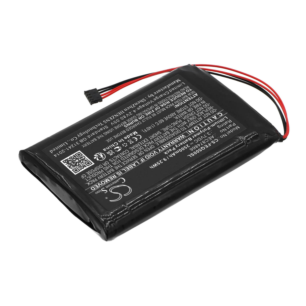 3.7v, Li-polymer, 2500mah, Amplifier Battery Fits Fiio, Q5, 9.25wh Amplifier Cameron Sino Technology Limited   