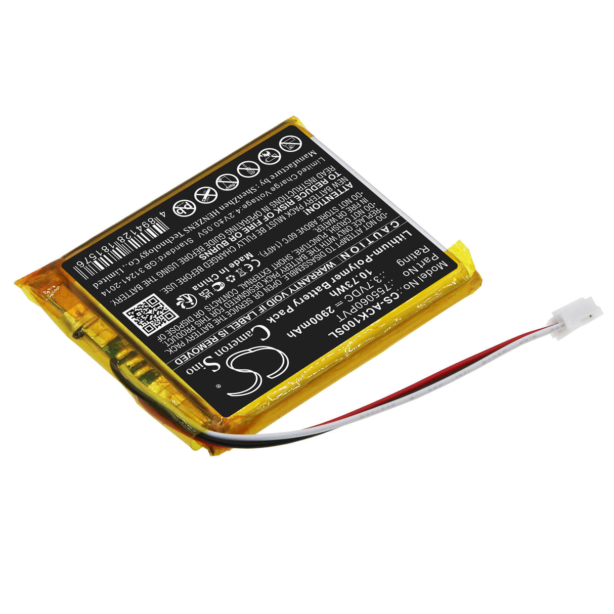 3.7v, Li-polymer, 2900mah, Battery Fits Autokeysprotool Ck-100, 10.73wh Diagnostic Scanner Cameron Sino Technology Limited   