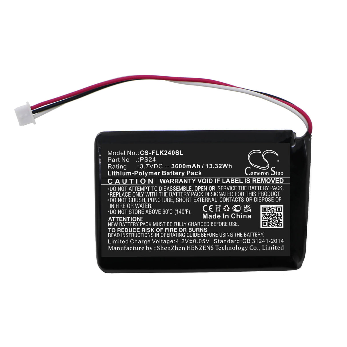 3.7v, Li-polymer, 3600mah, Battery Fits Flir, Scout 240, 13.32wh Thermal Camera Cameron Sino Technology Limited   