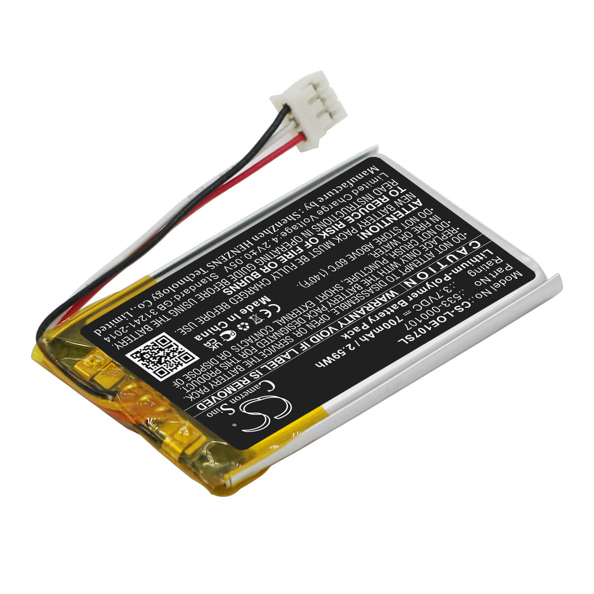 3.7v, Li-polymer, 700mah, Battery Fits Logitech Far East, S00149, 2.59wh Speaker Cameron Sino Technology Limited   