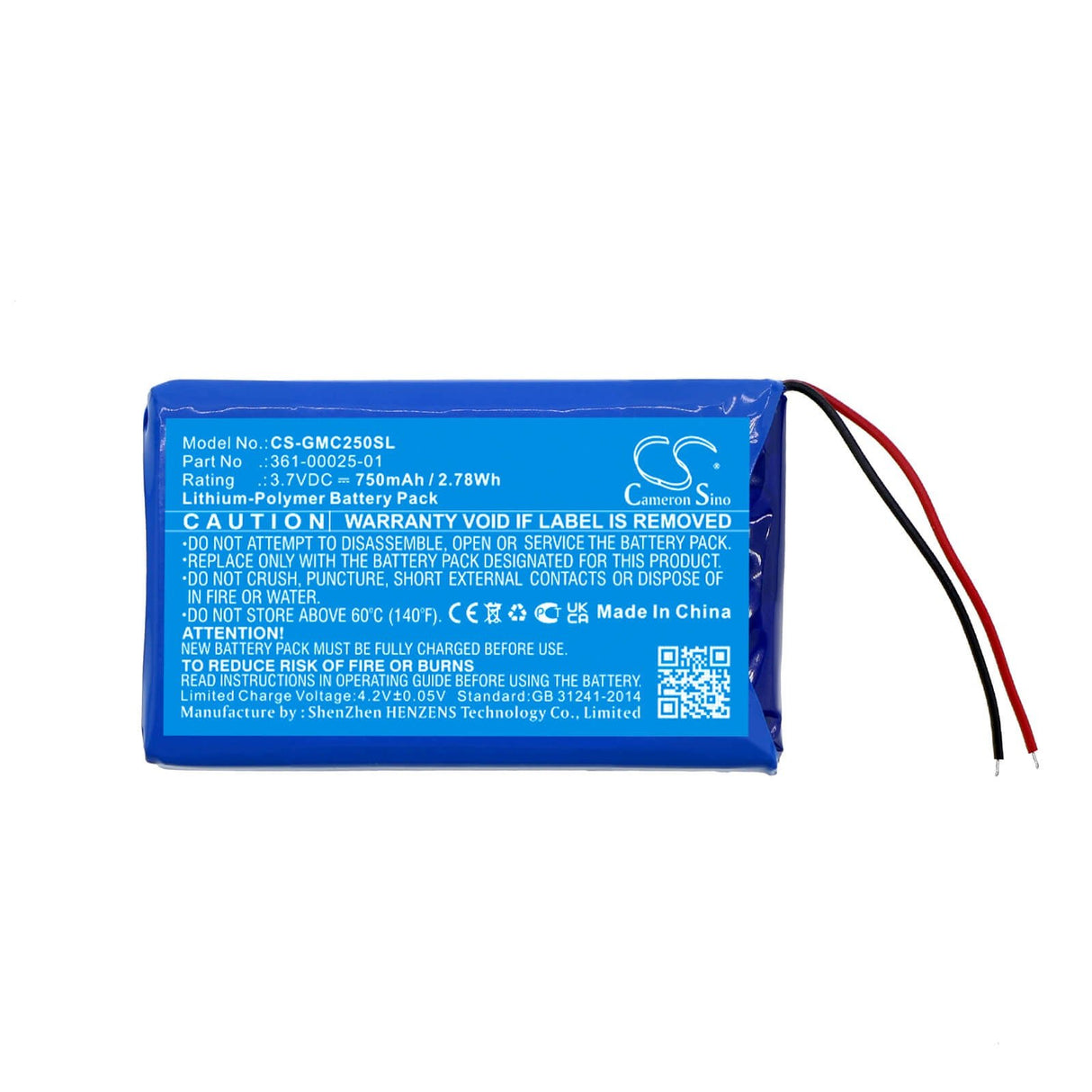 3.7v, Li-polymer, 750mah, Battery Fits Garmin, Dash Cam 25, Dashcam 25, 2.78wh Dashcam Cameron Sino Technology Limited   