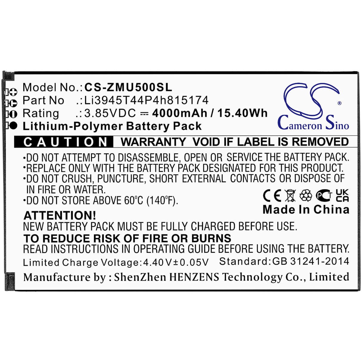 3.85v, 4000mah, Li-polymer Battery Fit's Telstra, 5g Wi-fi Pro, 15.40wh Hotspot Cameron Sino Technology Limited   