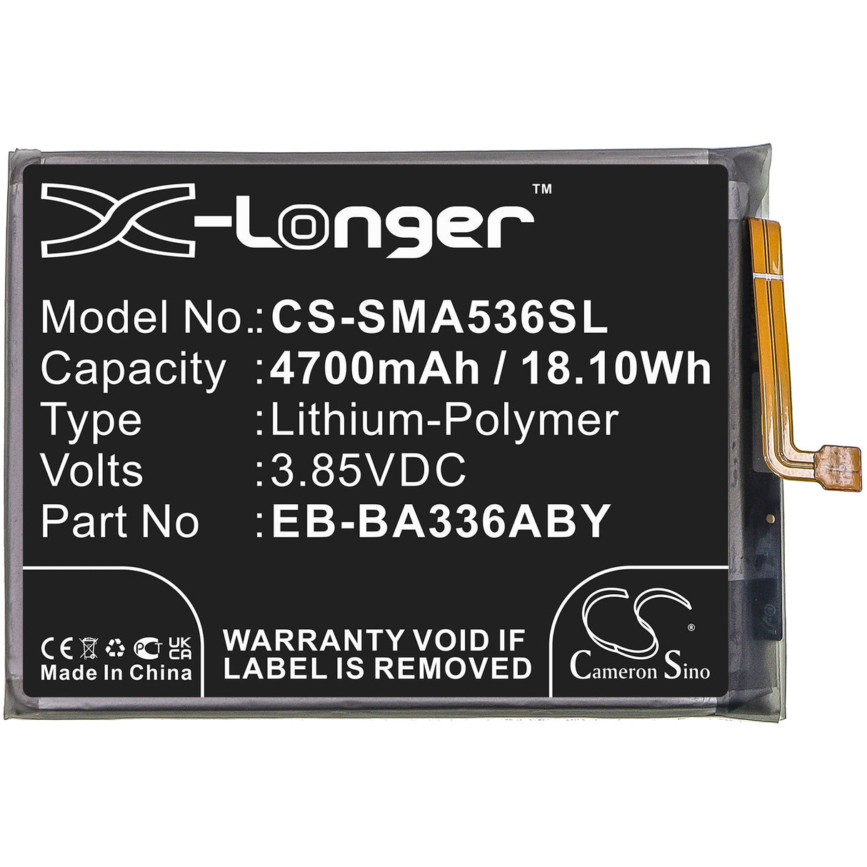 3.85v, 4700mah, Li-polymer Battery Fit's Samsung, Galaxy A53 5g 2022, Sm-a5360, Sm-a536a, 18.10wh Mobile, SmartPhone Cameron Sino Technology Limited   