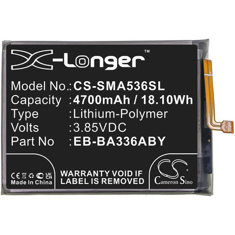 3.85v, 4700mah, Li-polymer Battery Fit's Samsung, Galaxy A53 5g 2022, Sm-a5360, Sm-a536a, 18.10wh Mobile, SmartPhone Cameron Sino Technology Limited   